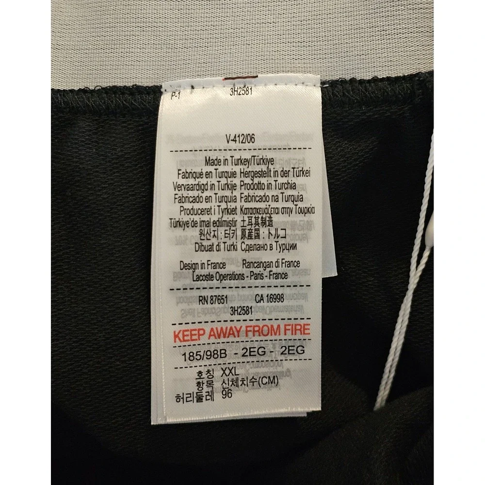 NWT Lacoste CROCODILE LOGO Cotton Stretch Knit Pajama Lounge Pants XXL Black